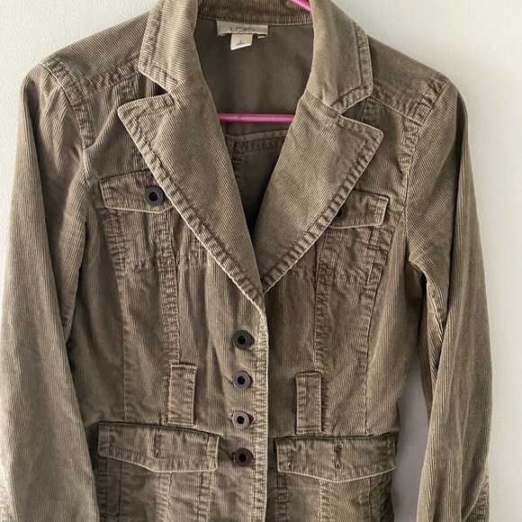 LOFT Fitted Corduroy Jacket in Olive Green size 0 - Picture 1 of 4